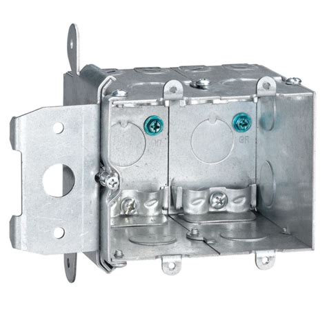 electric outlet box metal 2 gang stud|square wall electrical box.